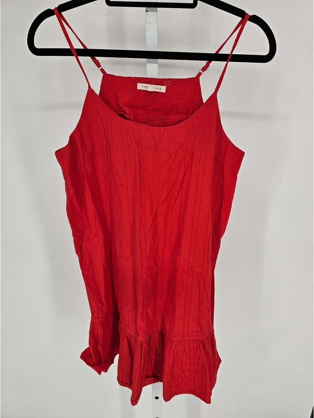 Copper Key Womens Sz S Sleeveless Mini Dress Solid Red Textured